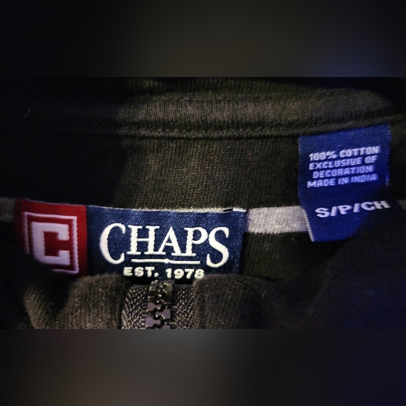 CHAPS Men's Pull Over Polo Shirt 1/4 Zip Long Sleeves Black & Gray Strip… - Picture 8 of 9